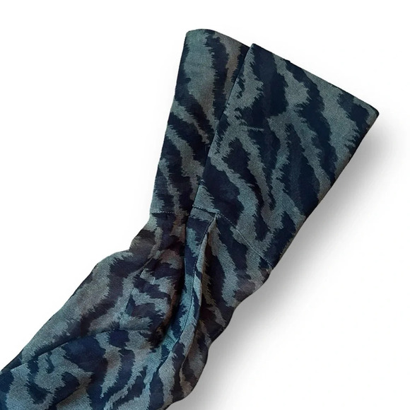 Retrofete Sheer Silk Button Up Shirt Animal Print Tiger black tan Size Large - Picture 7 of 9